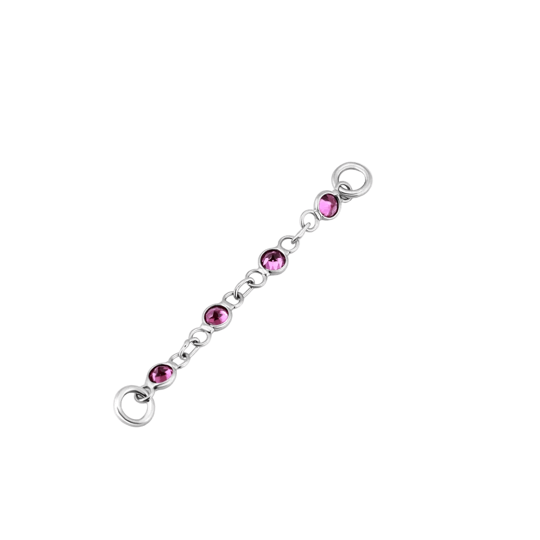 Dual Garnet Rhodolite Chain – 18K Gold Piercing Chain - piercing - zone.com