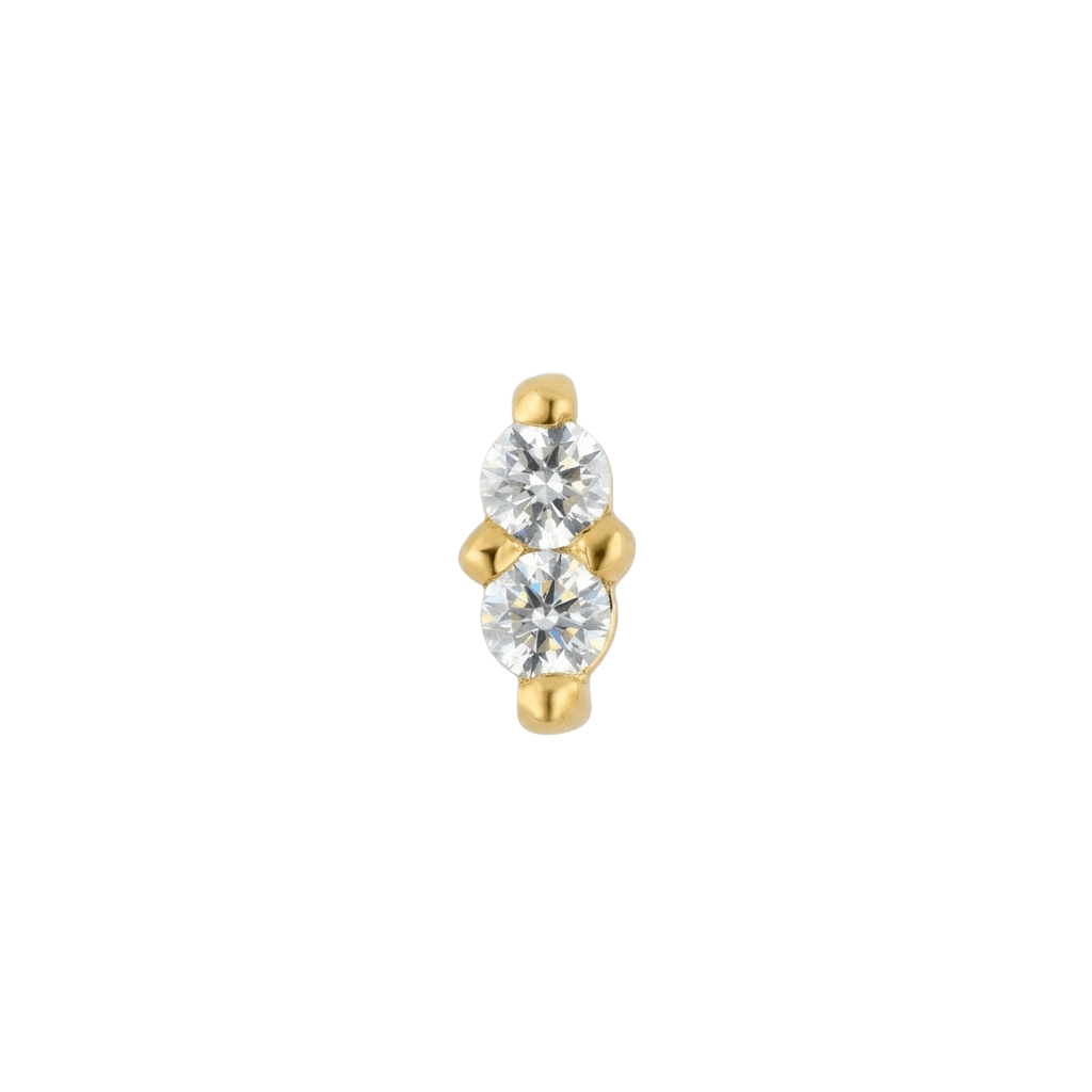 Duo – 18K Gold Double Faceted Gem Threadless End - piercing - zone.com