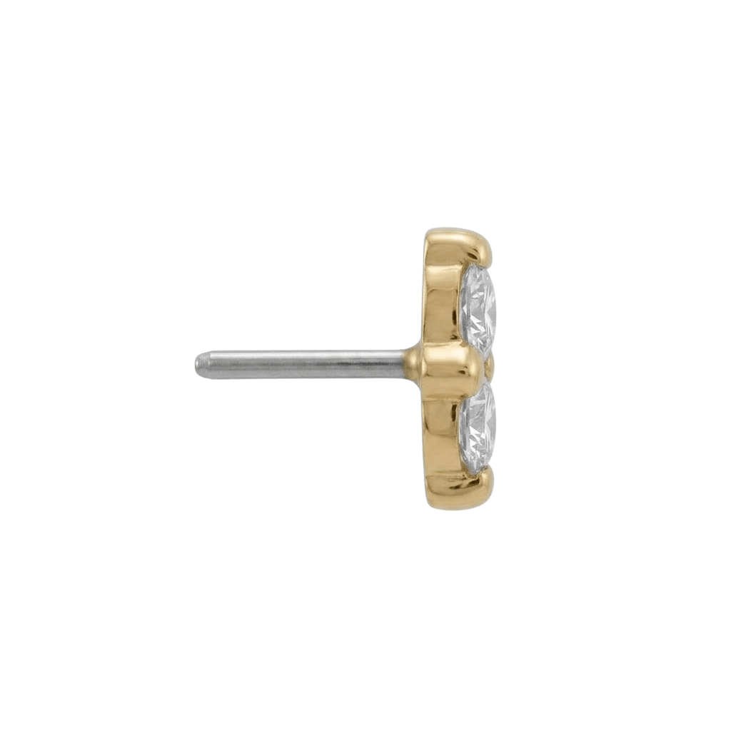 Duo – 18K Gold Double Faceted Gem Threadless End - piercing - zone.com