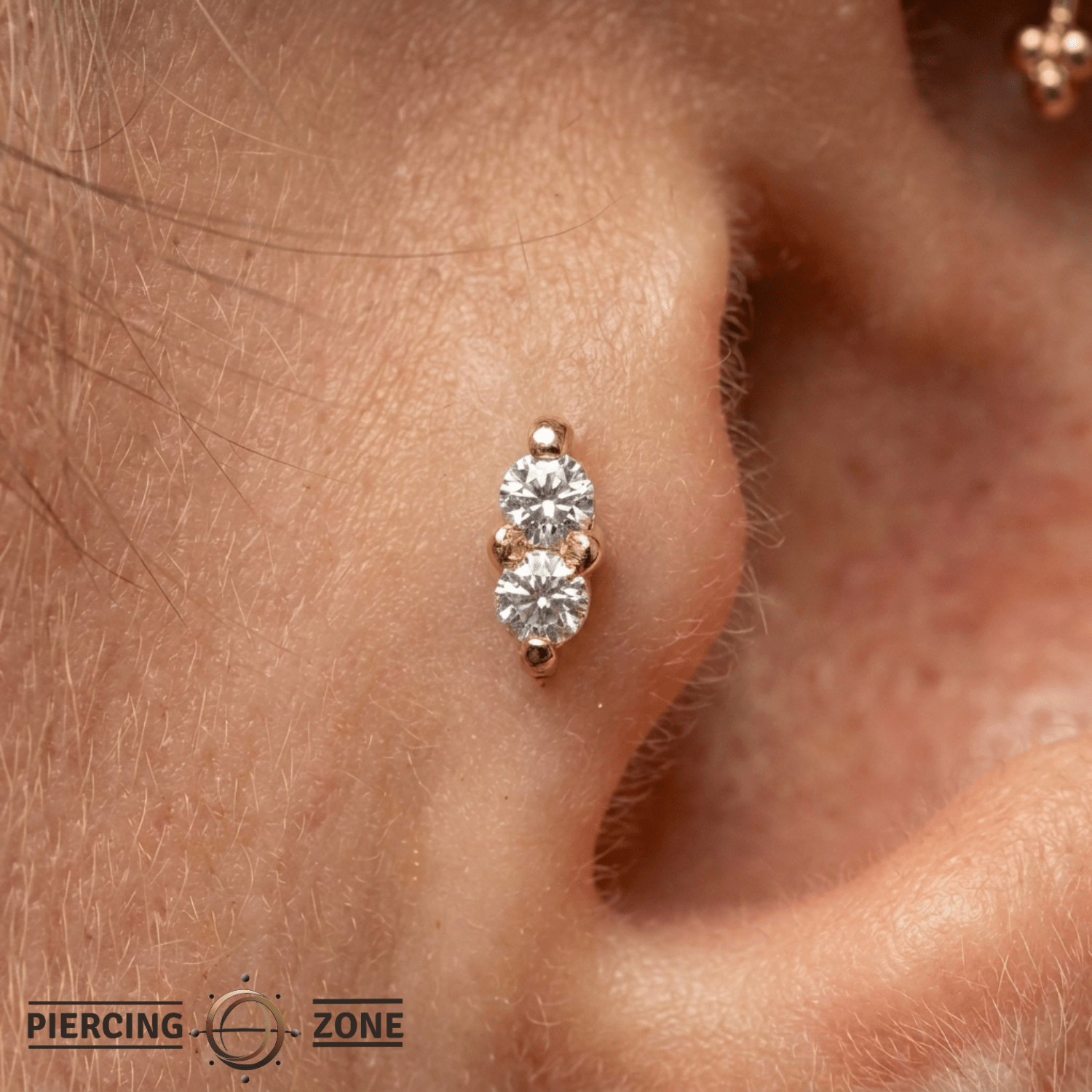 Duo - 18K Yellow Gold Lab Diamond Threadless End - piercing - zone.com