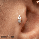 Duo - 18K Yellow Gold Lab Diamond Threadless End - piercing - zone.com