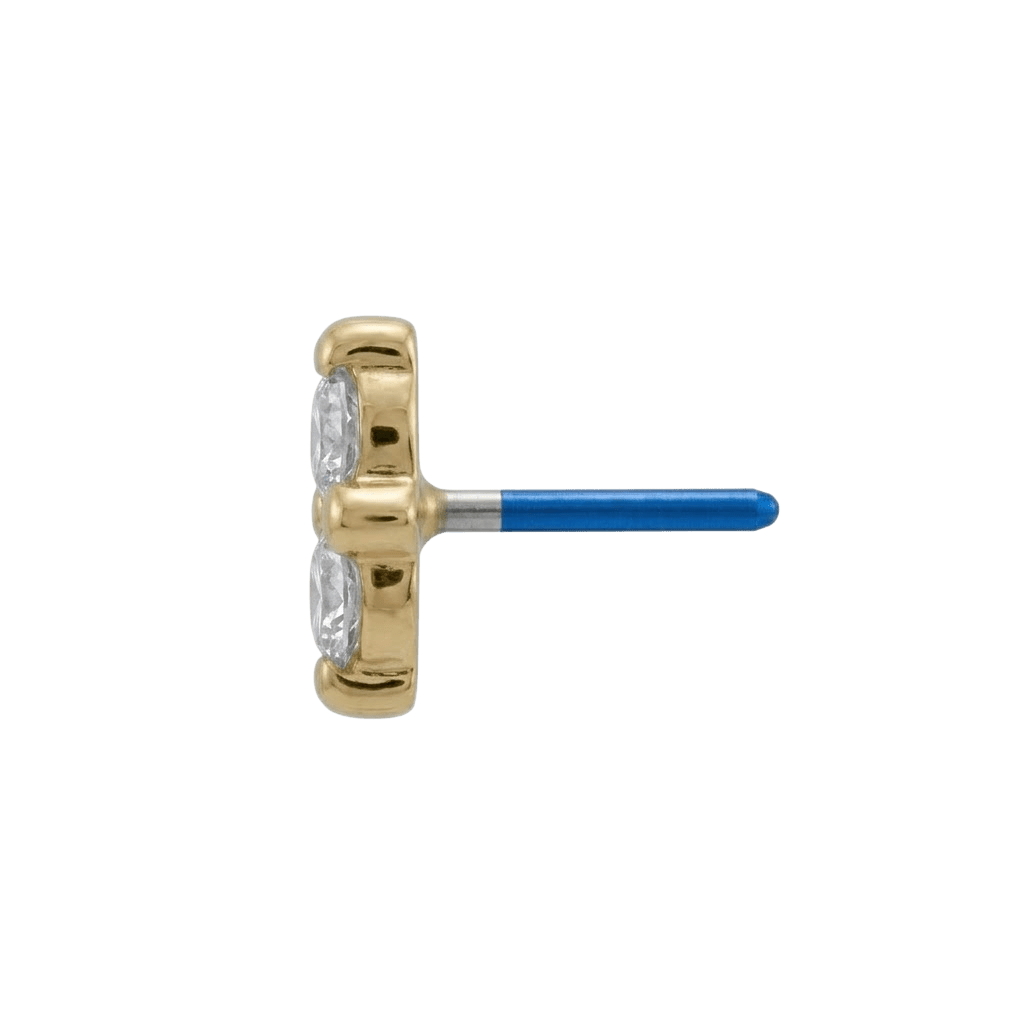 Duo - 18K Yellow Gold Lab Diamond Threadless End - piercing - zone.com