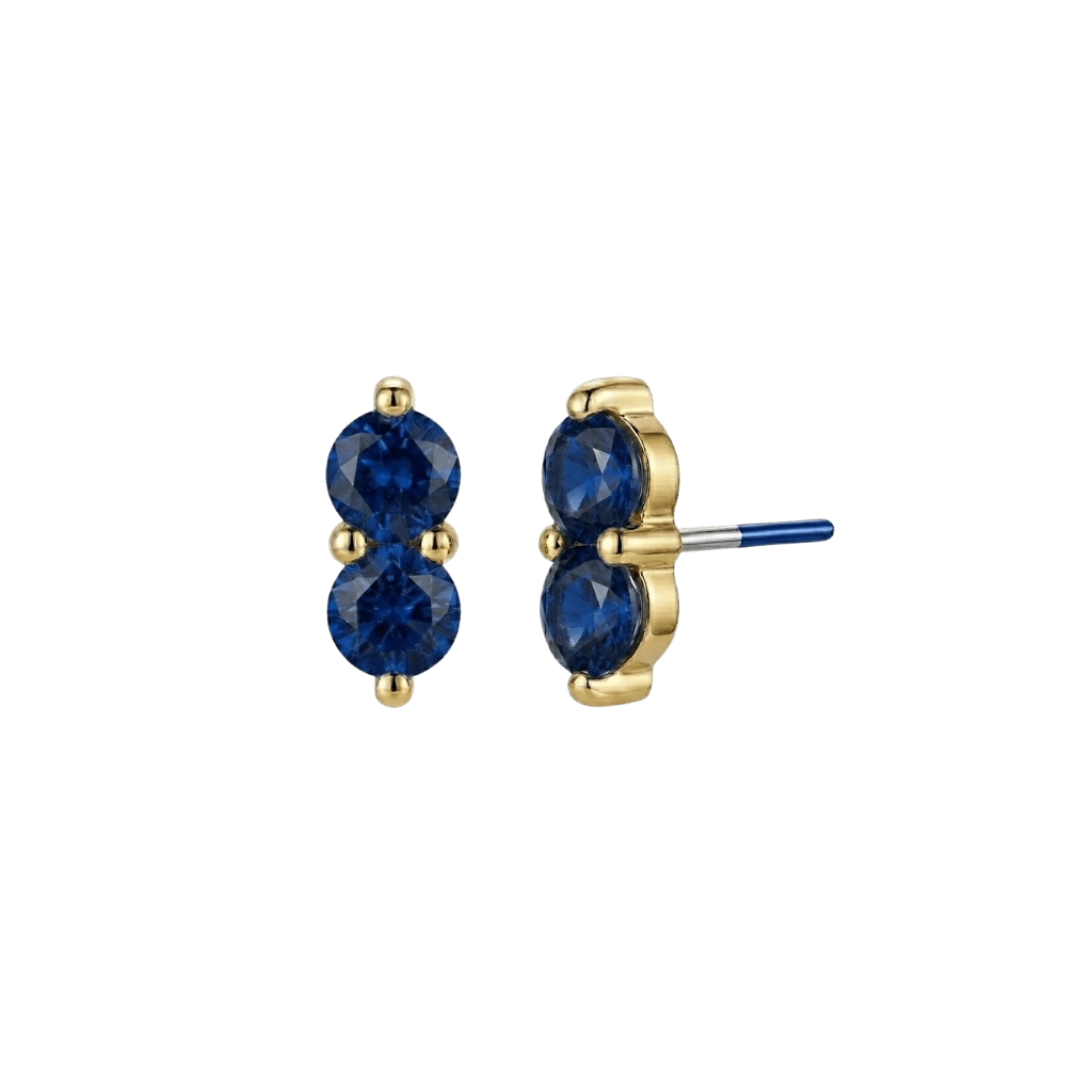 Duo Gem - 18K Gold Genuine Gem Threadless/Threaded End - piercing-zone.com