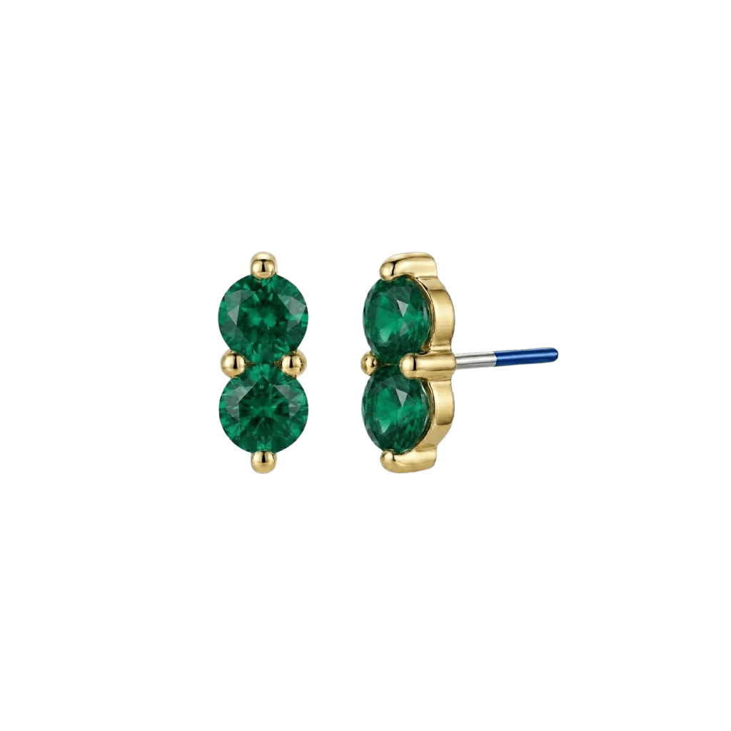 Duo Gem - 18K Gold Genuine Gem Threadless/Threaded End - piercing-zone.com