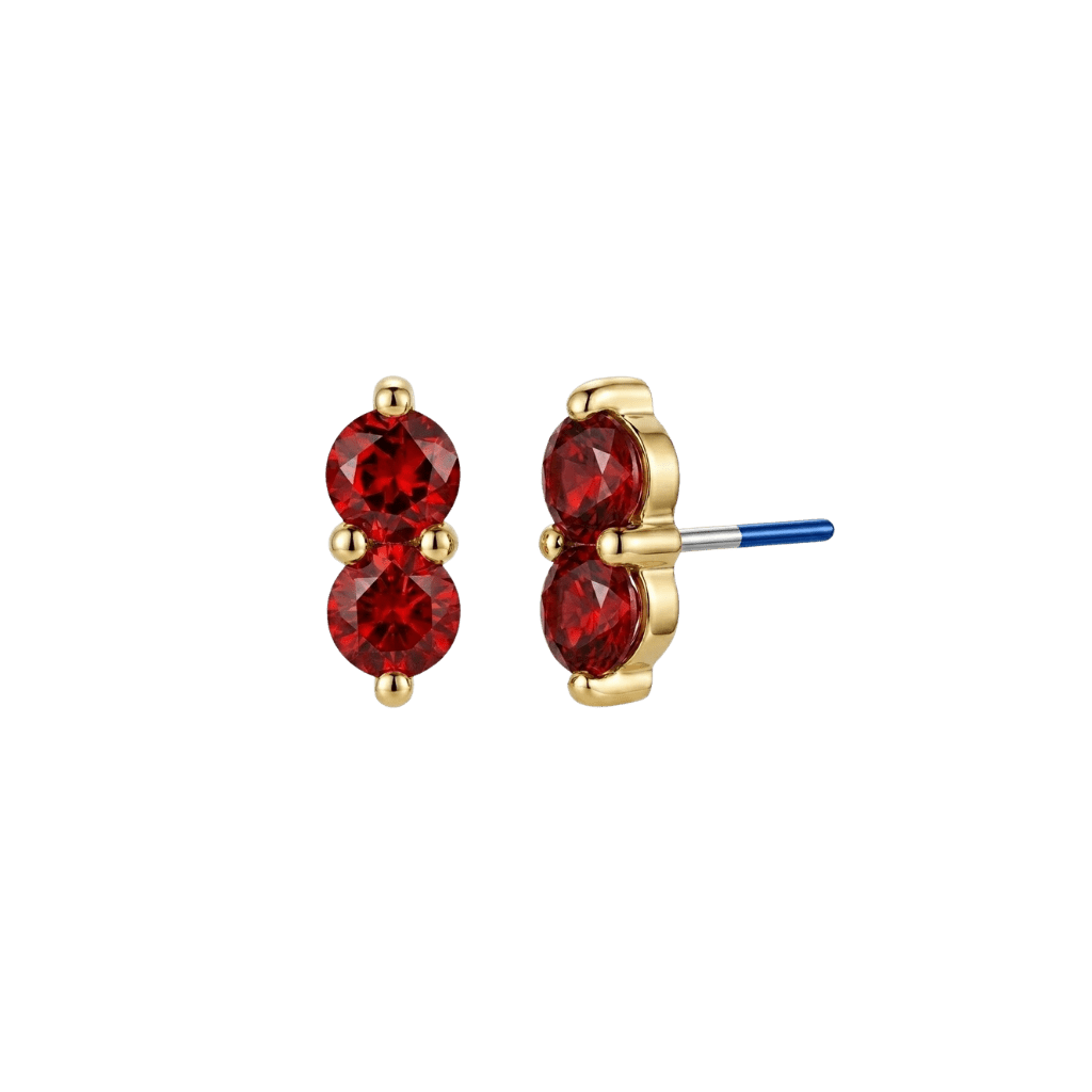 Duo Gem - 18K Gold Genuine Gem Threadless/Threaded End - piercing-zone.com