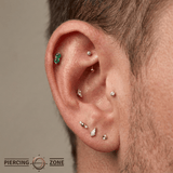 Duo Gem - 18K Gold Genuine Gem Threadless/Threaded End - piercing-zone.com