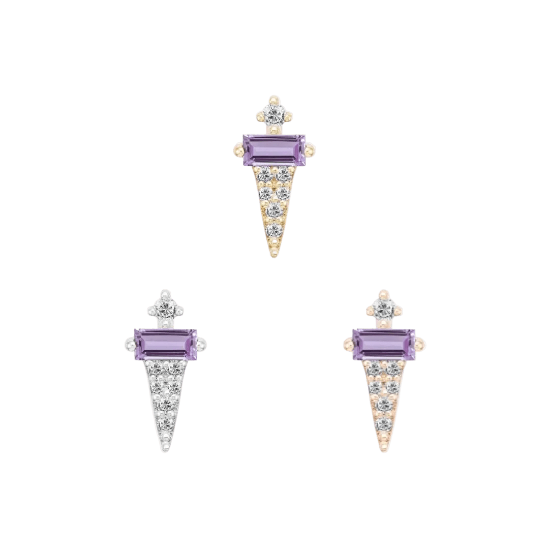 Dystrikt – 14K Gold Amethyst Threadless End - piercing - zone.com