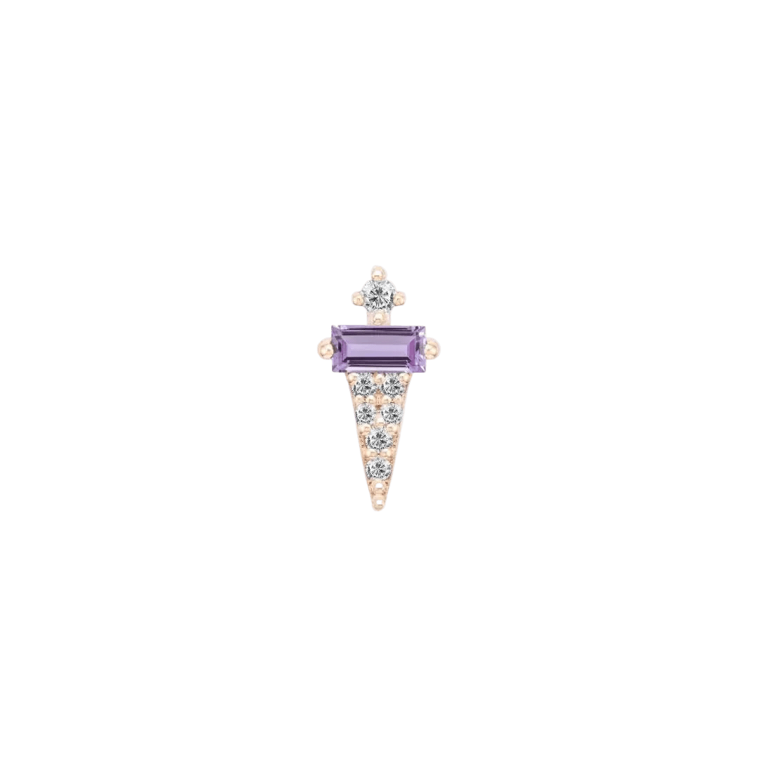 Dystrikt – 14K Gold Amethyst Threadless End - piercing - zone.com