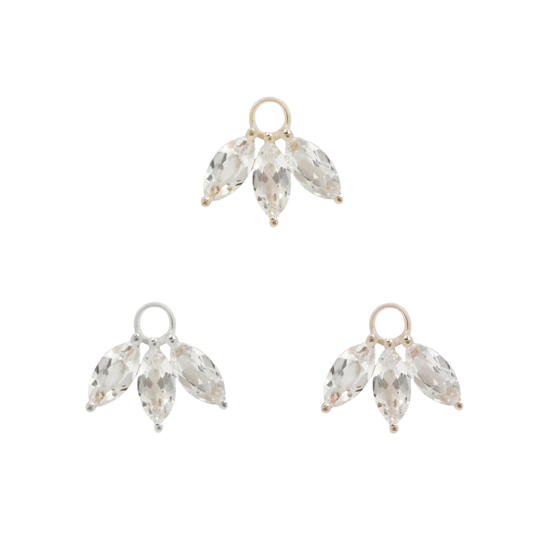 MOET CHARM 14KT SOLID GOLD + WHITE TOPAZ piercing-zone.com