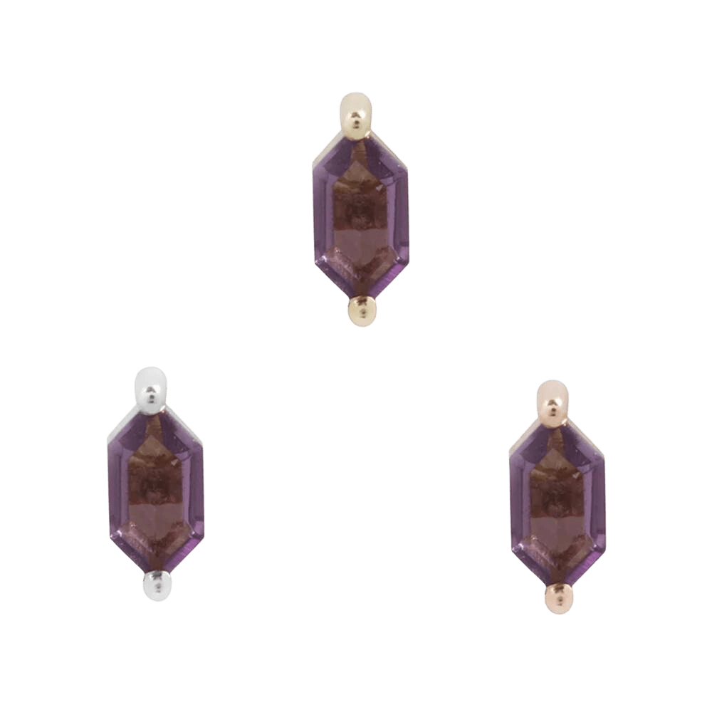 OH MY MY - HEX CUT AMETHYST - THREADLESS END piercing-zone.com