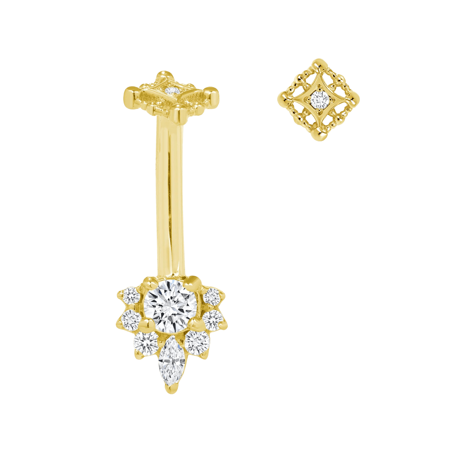 Adelina – 14K Gold Curved Barbell for Navel Piercing