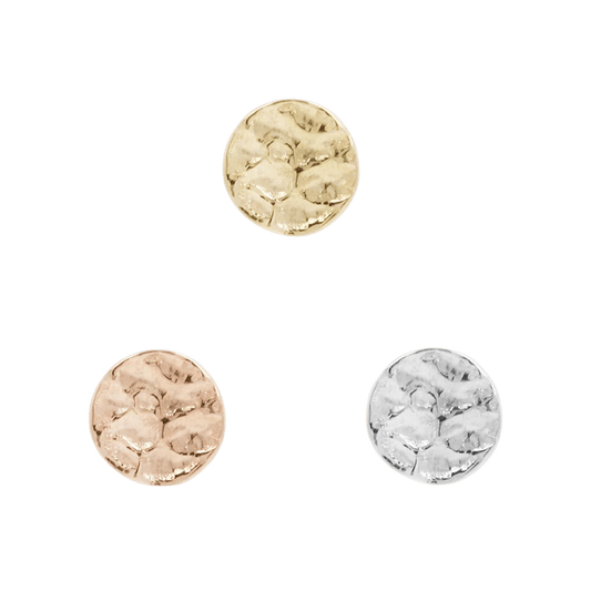 HAMMERED DISK - SOLID 14KT GOLD - THREADLESS END piercing-zone.com