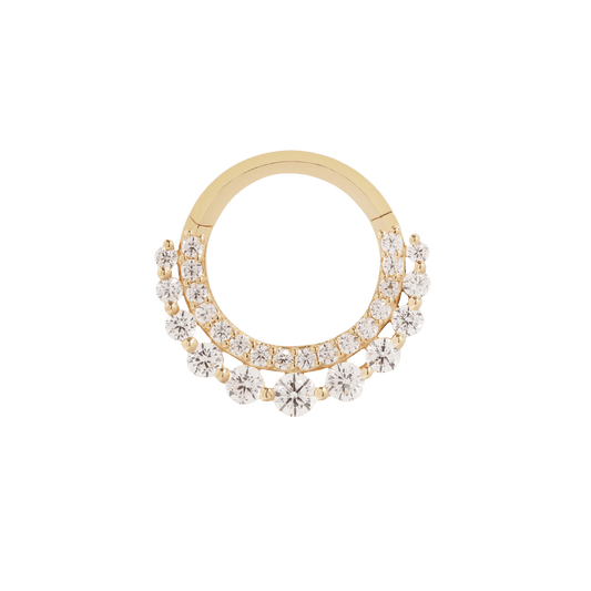 Gl’amor CZ Clicker – 14K Gold Double-Row Sparkling Ring