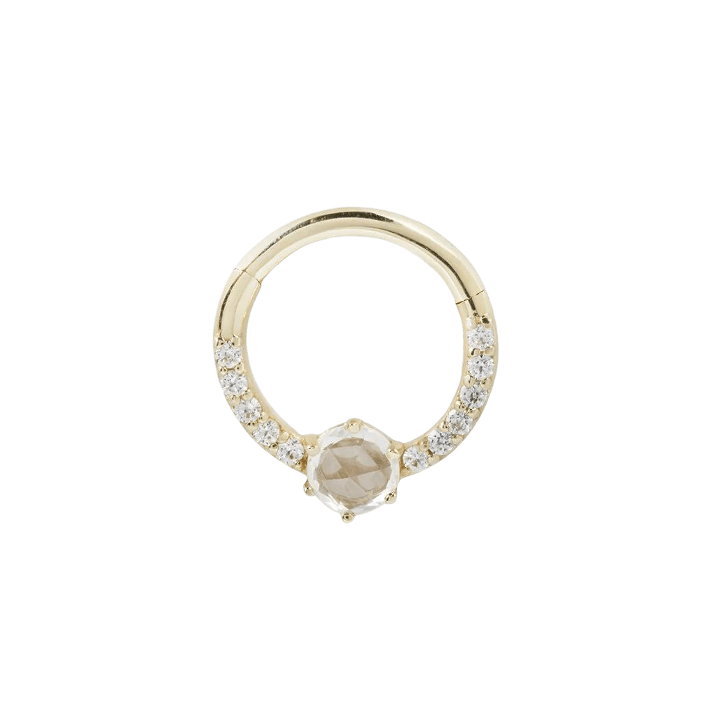 TINSLEY - CZ + WHITE SAPPHIRE - SOLID 14KT GOLD CLICKER piercing-zone.com