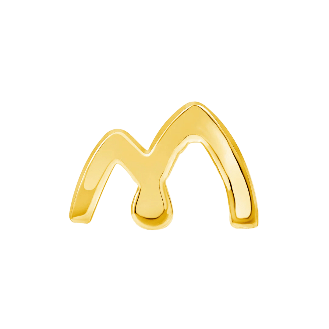 Earth Element – 14K/18K Gold Flat Sculptural Threadless End - piercing - zone.com