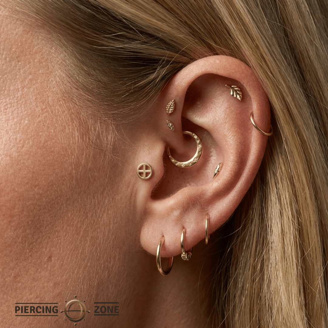 Earth Symbol – 14K Gold Threadless/Threaded End - piercing - zone.com