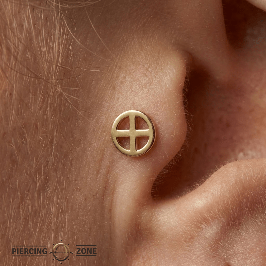 Earth Symbol – 14K Gold Threadless/Threaded End - piercing - zone.com