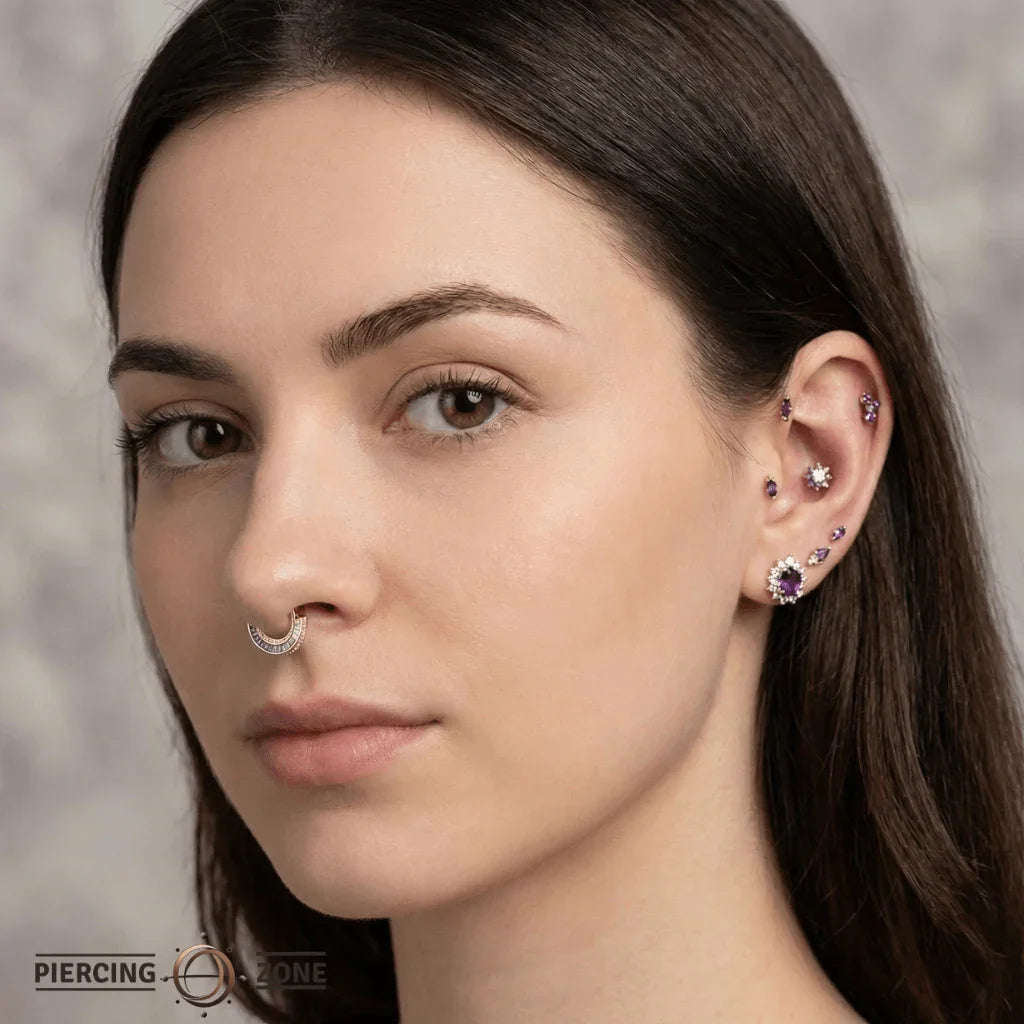 Echelon – Amethyst – 14K Gold Clicker - piercing - zone.com