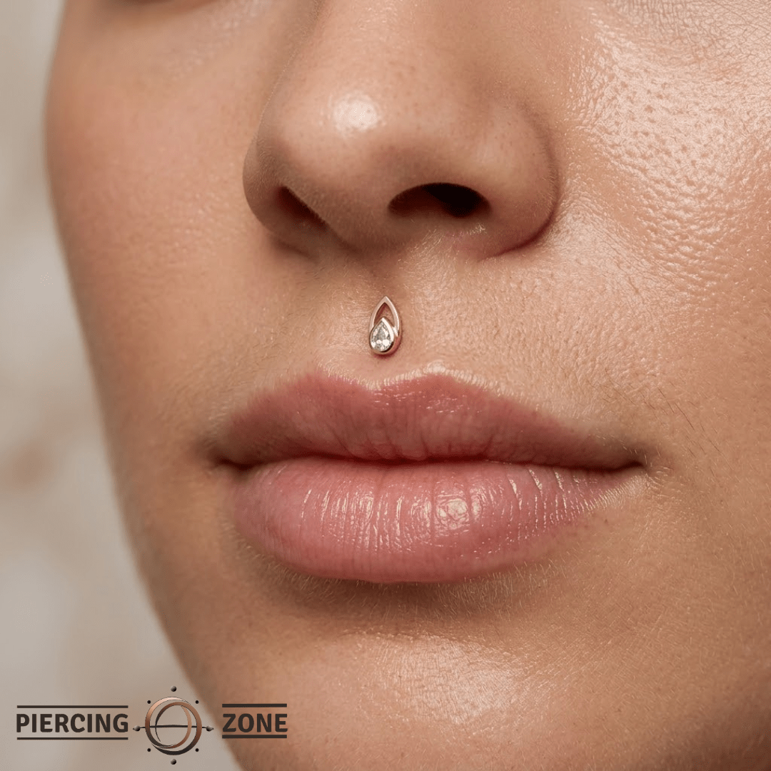 Echo – Pear - Cut CZ – 14K Gold Threadless End - piercing - zone.com