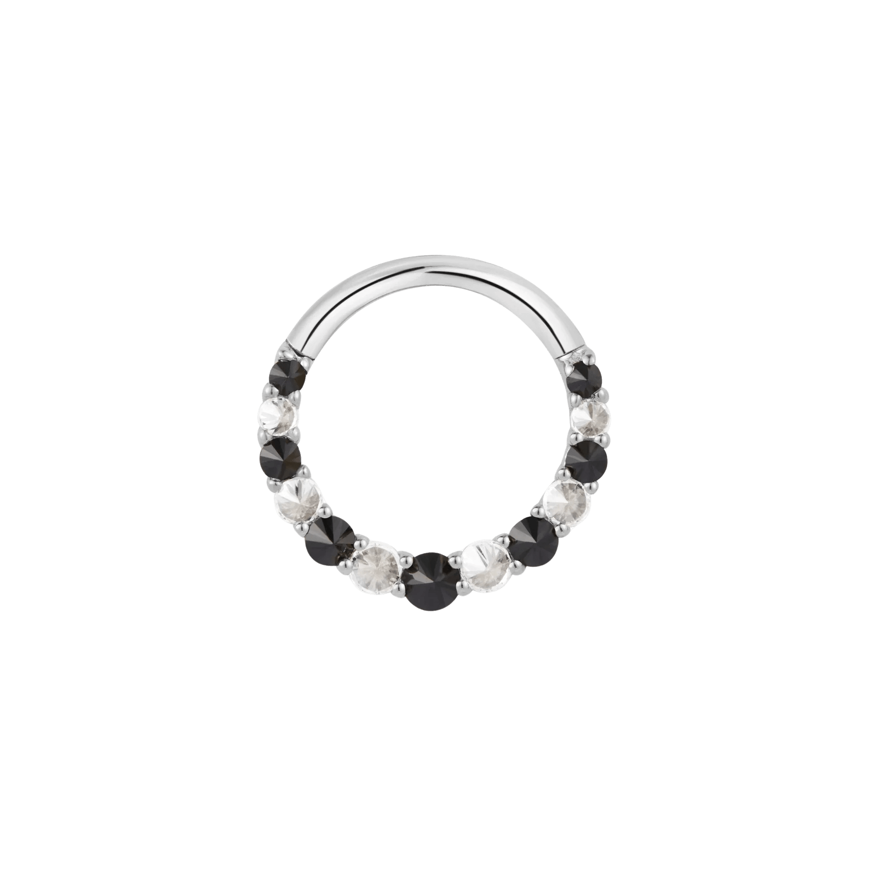 Eclipse Black Spinel & CZ Clicker – 14K Gold Piercing Ring - piercing - zone.com