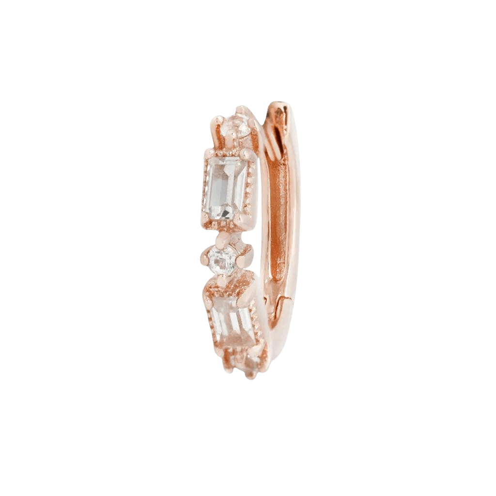 EUPHORIA - WHITE SAPPHIRE - SOLID 14KT GOLD HUGGIE piercing-zone.com