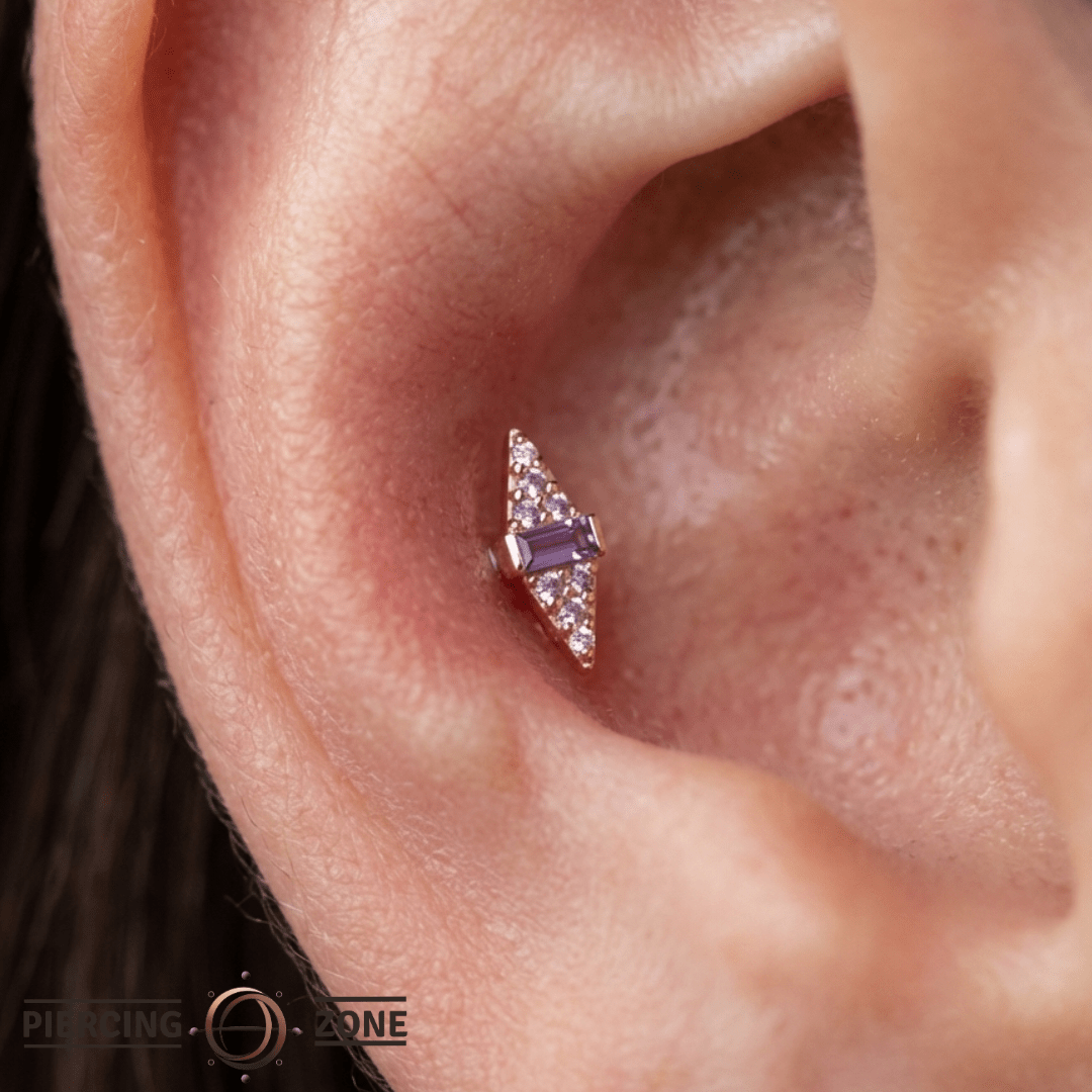 Electric Feel – 14K Gold Amethyst Ombre Threadless End - piercing - zone.com