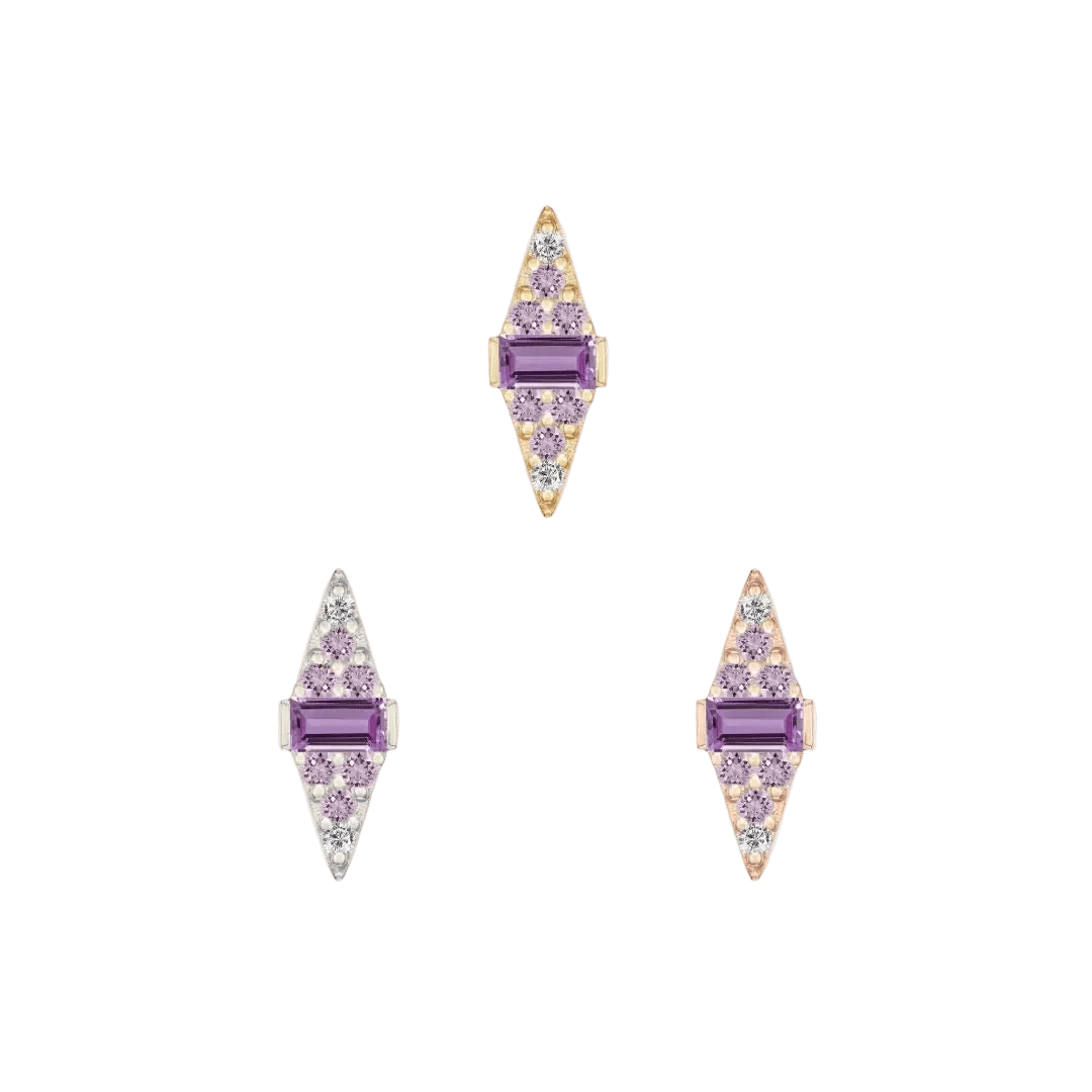 Electric Feel – 14K Gold Amethyst Ombre Threadless End - piercing - zone.com