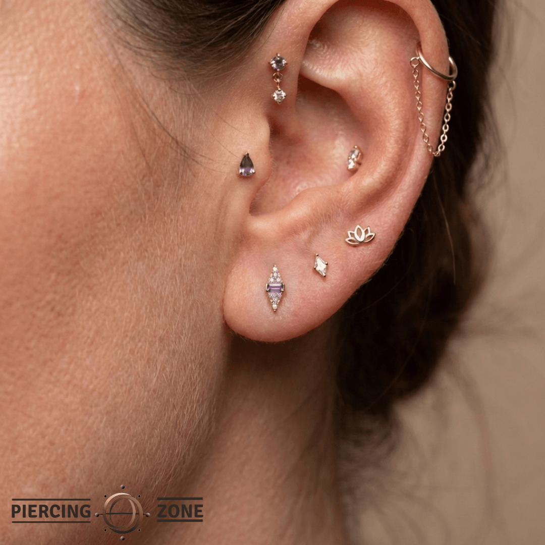 Electric Feel – 14K Gold Amethyst Ombre Threadless End - piercing - zone.com