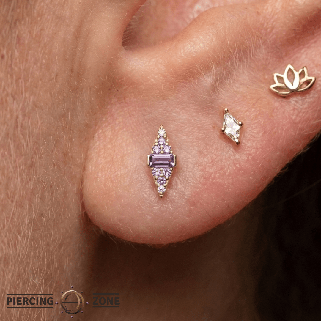 Electric Feel – 14K Gold Amethyst Ombre Threadless End - piercing - zone.com