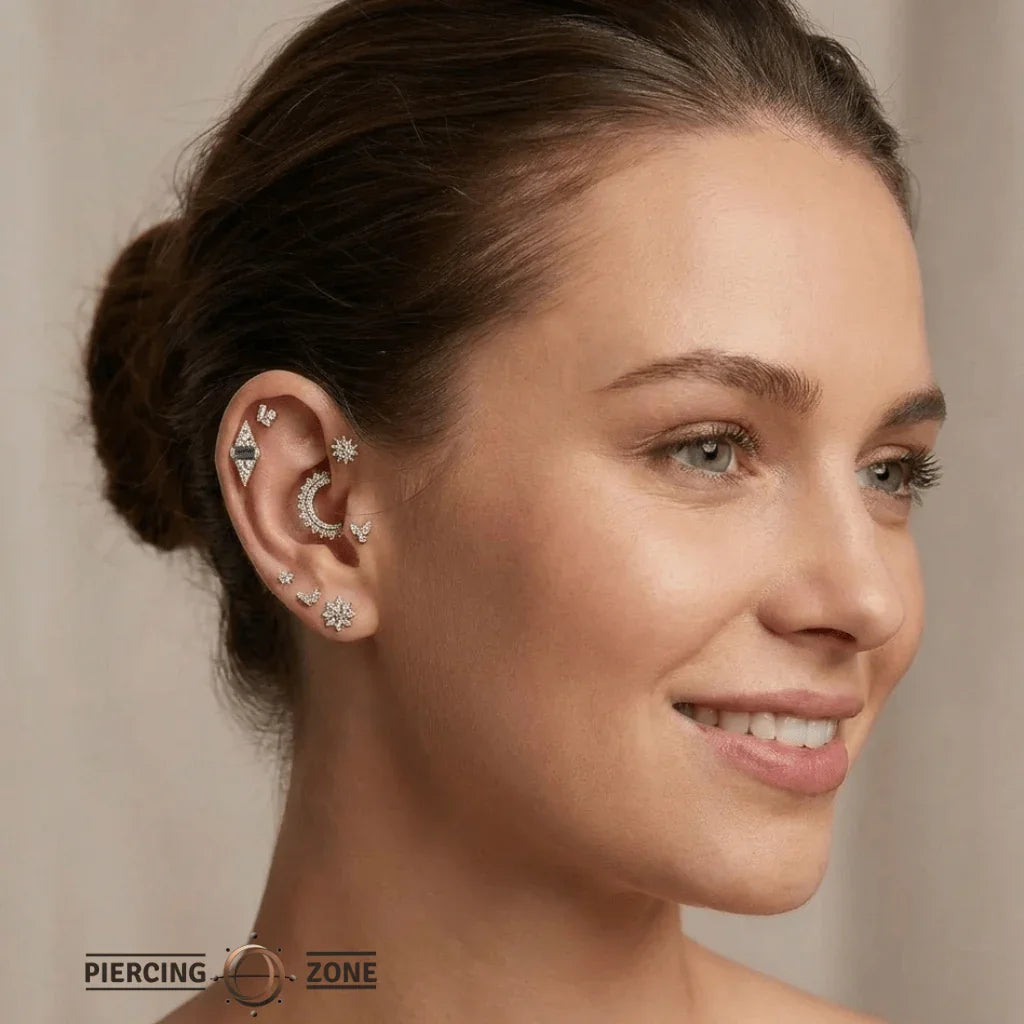 Electric Feel – 14K Gold Blue Topaz Ombre Threadless End - piercing - zone.com