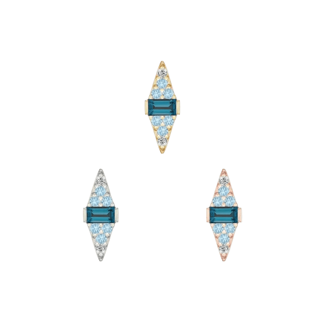 Electric Feel – 14K Gold Blue Topaz Ombre Threadless End - piercing - zone.com