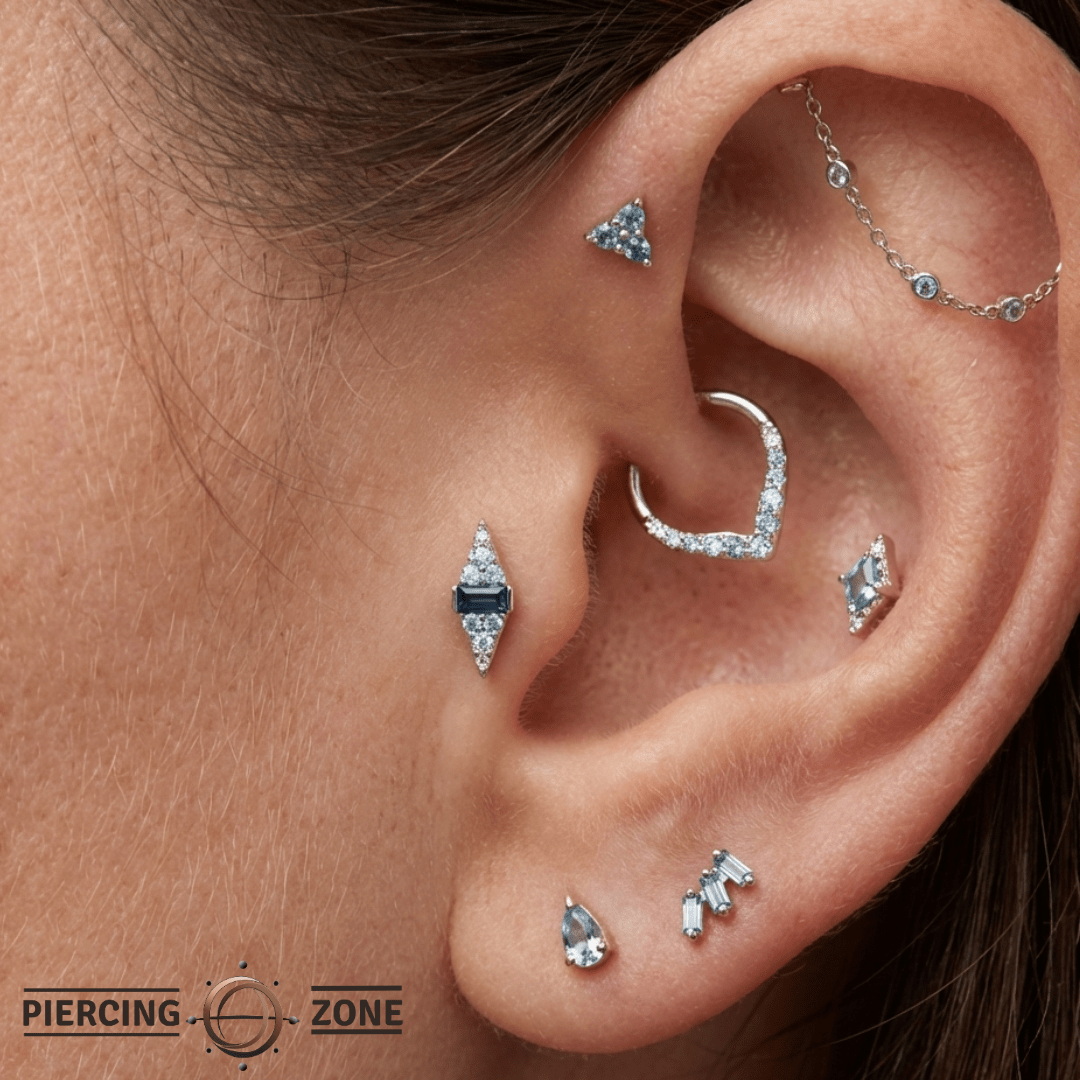 Electric Feel – 14K Gold Blue Topaz Ombre Threadless End - piercing - zone.com