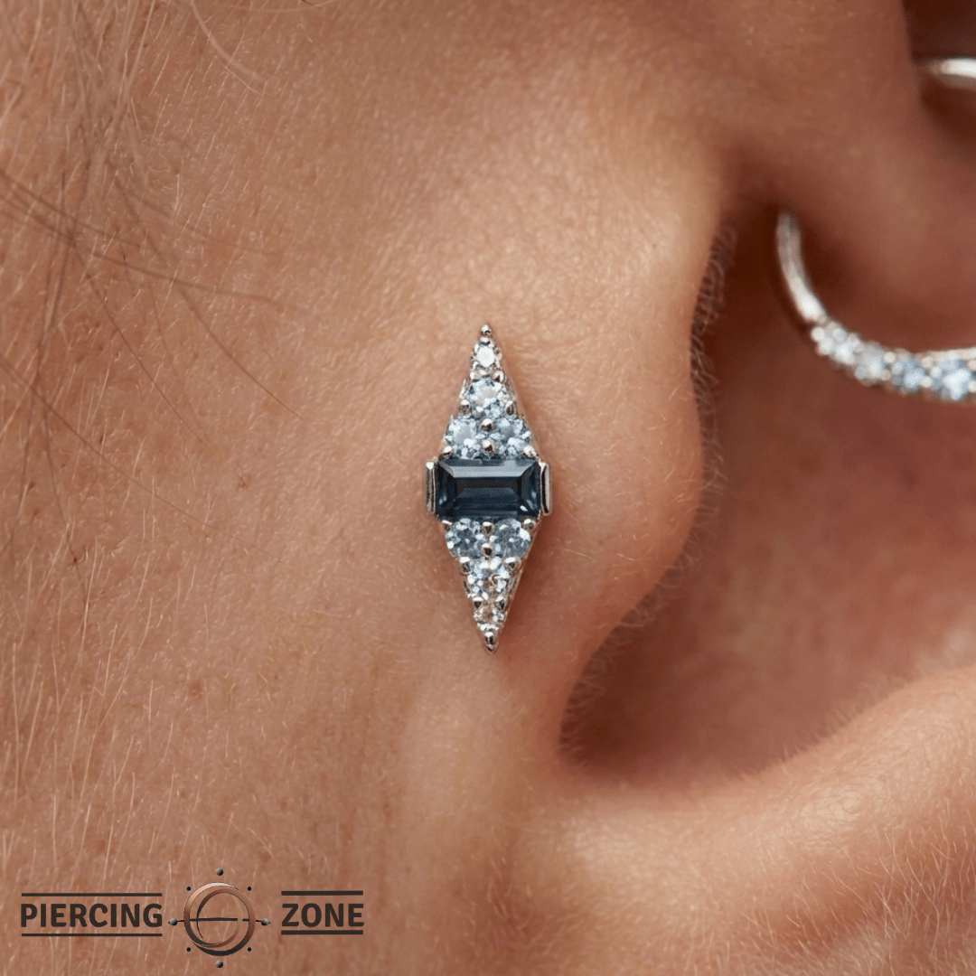Electric Feel – 14K Gold Blue Topaz Ombre Threadless End - piercing - zone.com