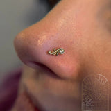 Paragon CZ Leaf-Inspired Threadless End – 14K Gold