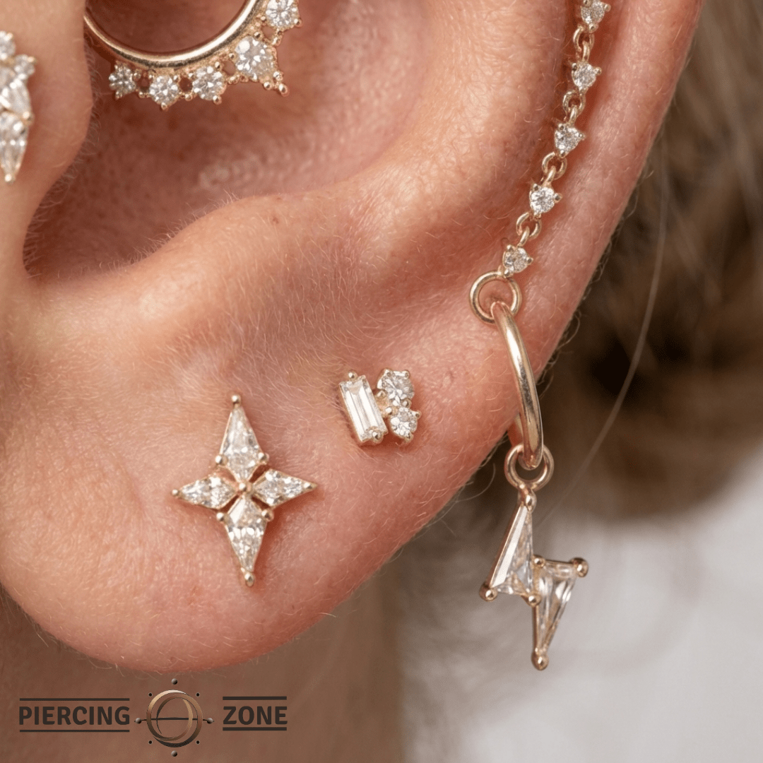 Electrify – CZ Lightning Bolt – 14K Gold Charm - piercing - zone.com