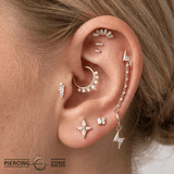 Electrify – CZ Lightning Bolt – 14K Gold Threadless End - piercing - zone.com