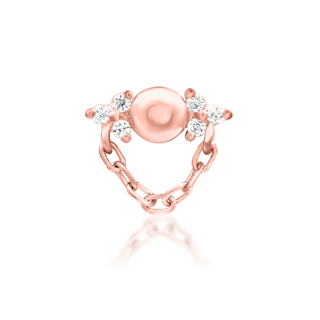 Elena – White CZ Graceful Cluster – 14K Gold Threadless End - piercing - zone.com