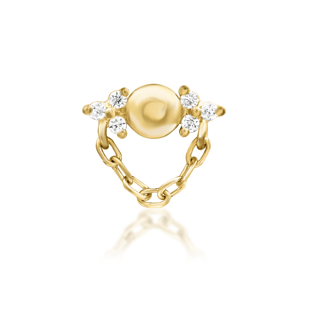 Elena – White CZ Graceful Cluster – 14K Gold Threadless End - piercing - zone.com