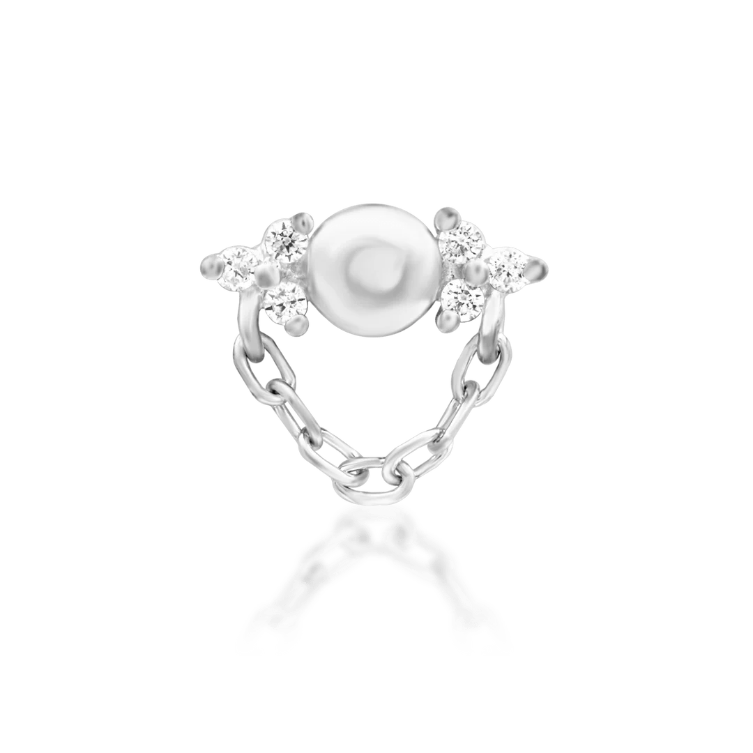Elena – White CZ Graceful Cluster – 14K Gold Threadless End - piercing - zone.com
