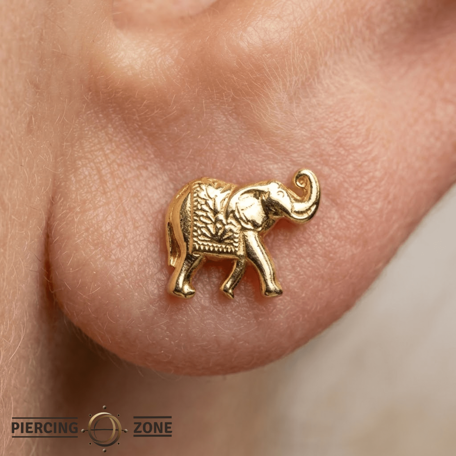Elephant – 14K Gold Threadless/Threaded End - piercing - zone.com