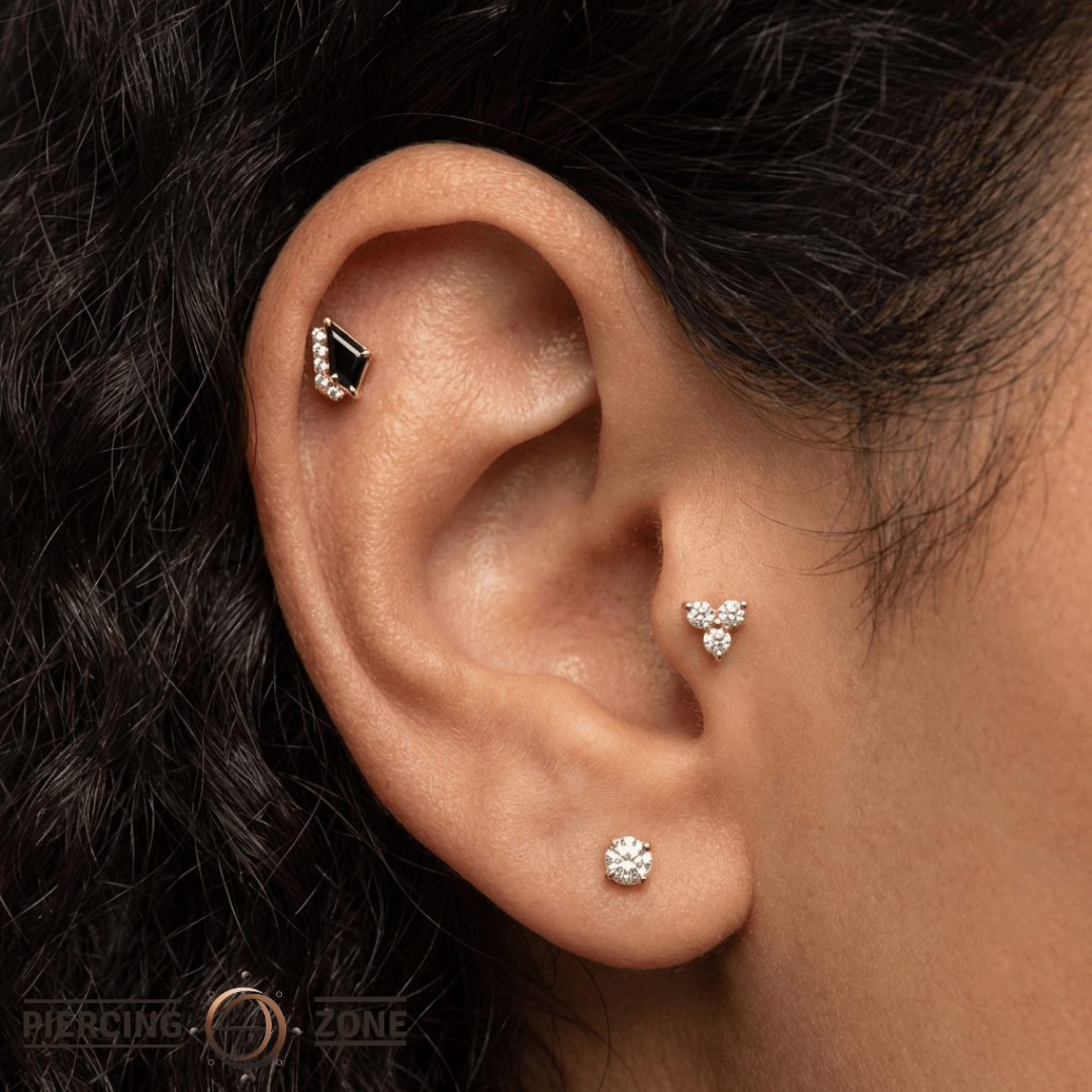 Elevate – Black Spinel & CZ – 14K Gold Threadless End - piercing - zone.com