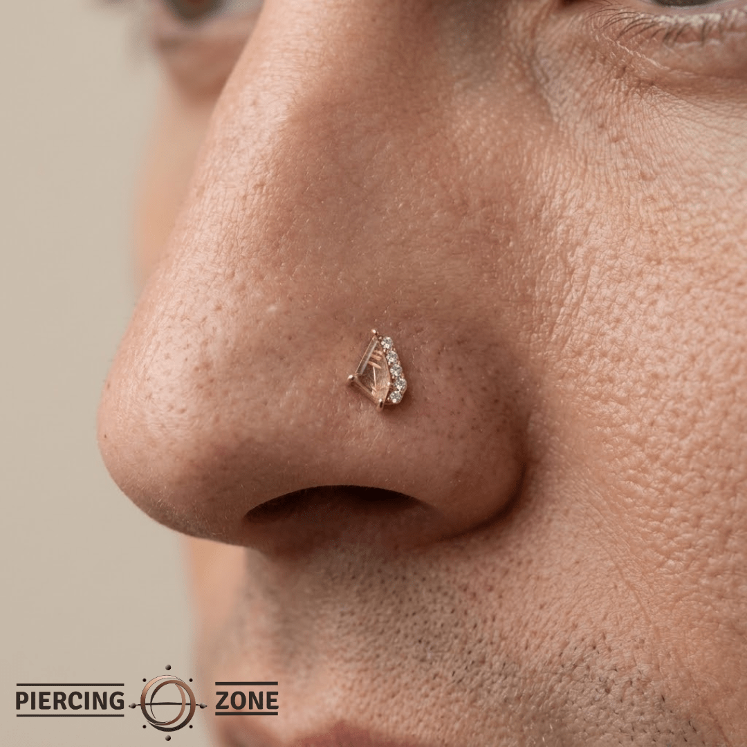 Elevate – Rutilated Quartz & CZ – 14K Gold Threadless End - piercing - zone.com
