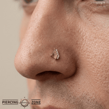 Elevate – Rutilated Quartz & CZ – 14K Gold Threadless End - piercing - zone.com