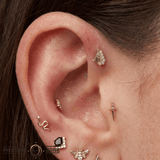 Elevate – Rutilated Quartz & CZ – 14K Gold Threadless End - piercing - zone.com