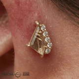 Elevate – Rutilated Quartz & CZ – 14K Gold Threadless End - piercing - zone.com