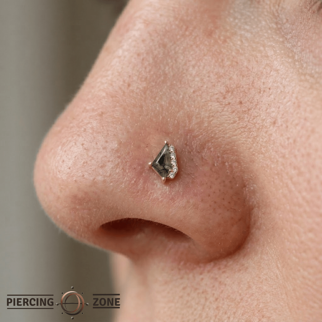Elevate – Tourmalated Quartz & CZ – 14K Gold Threadless End - piercing - zone.com