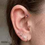 Elicit – Amethyst & CZ – 14K Gold Threadless End - piercing - zone.com