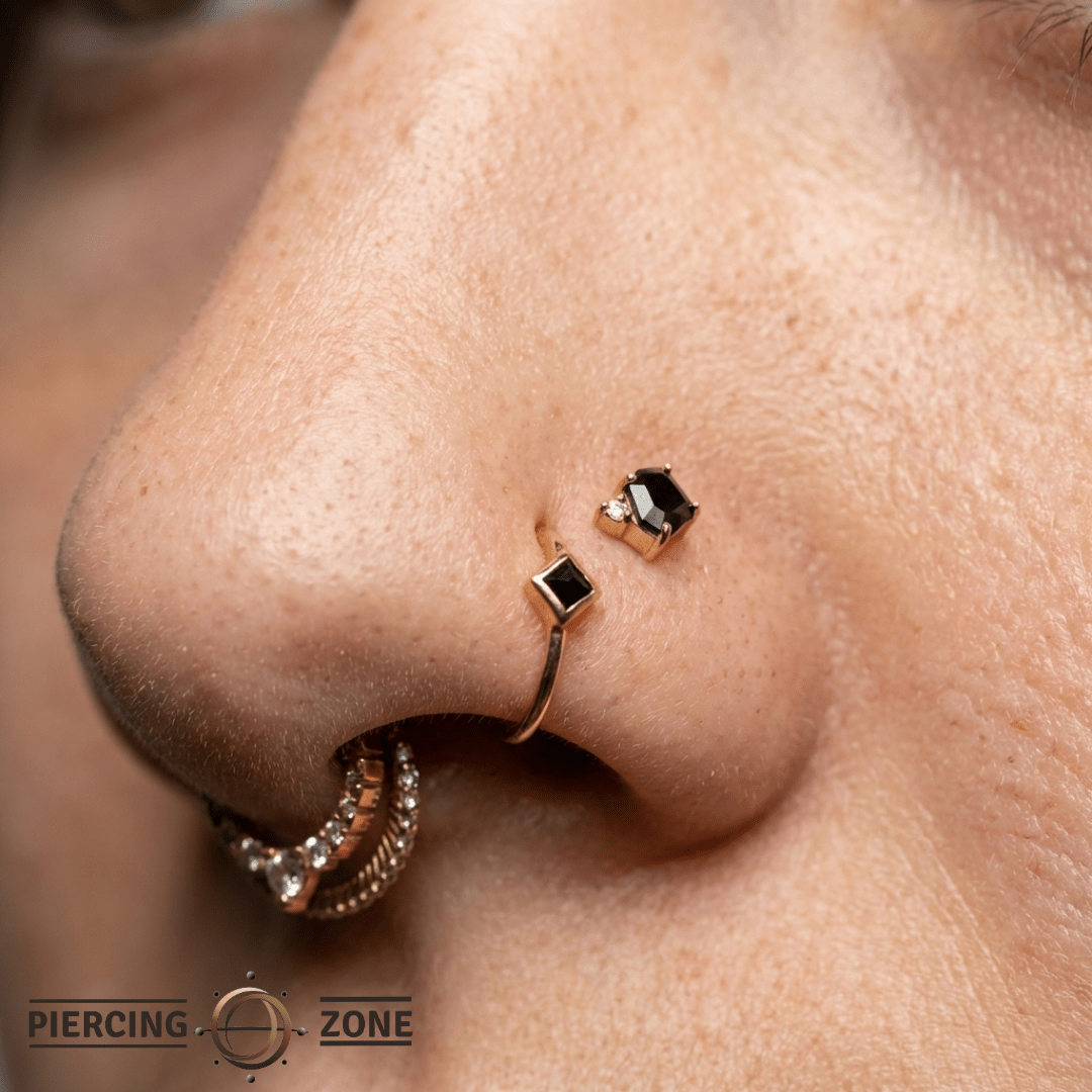 Elicit – Black Spinel & CZ – 14K Gold Threadless End - piercing - zone.com