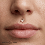 Elicit – CZ Baguette & Round Accent – 14K Gold Threadless End - piercing - zone.com