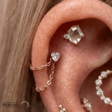 Elicit – CZ Baguette & Round Accent – 14K Gold Threadless End - piercing - zone.com